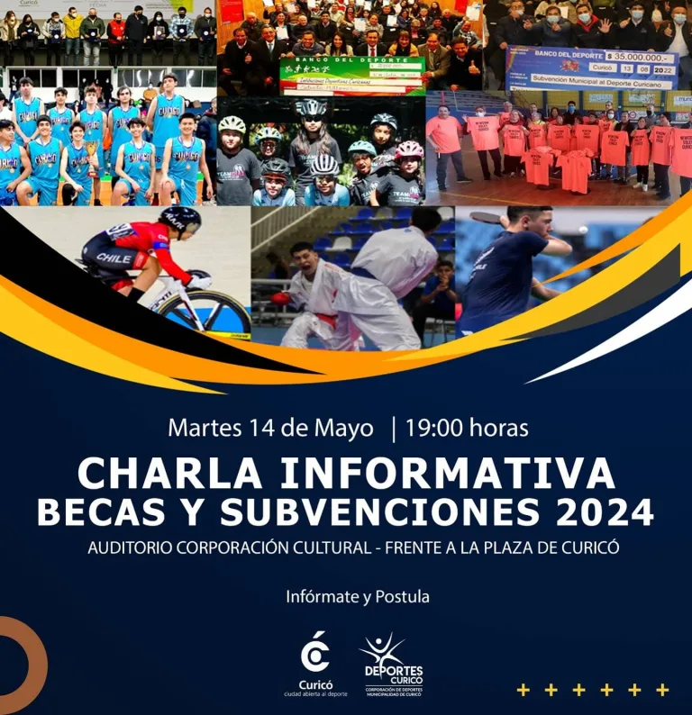 Hoy martes se realizará charla informativa sobre Becas y Subvenciones Deportivas Municipales en Curicó Hoy martes se realizará charla informativa sobre Becas y Subvenciones Deportivas Municipales en Curicó