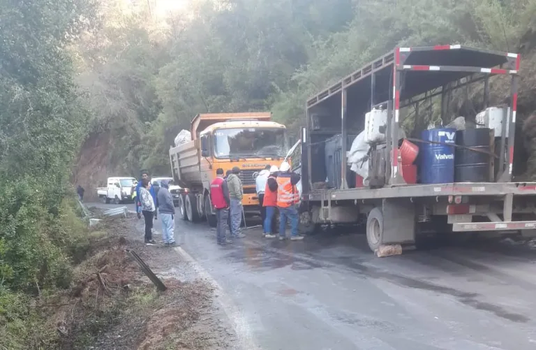 Camiones colisionan frontalmente en el camino a Upeo, en Curicó