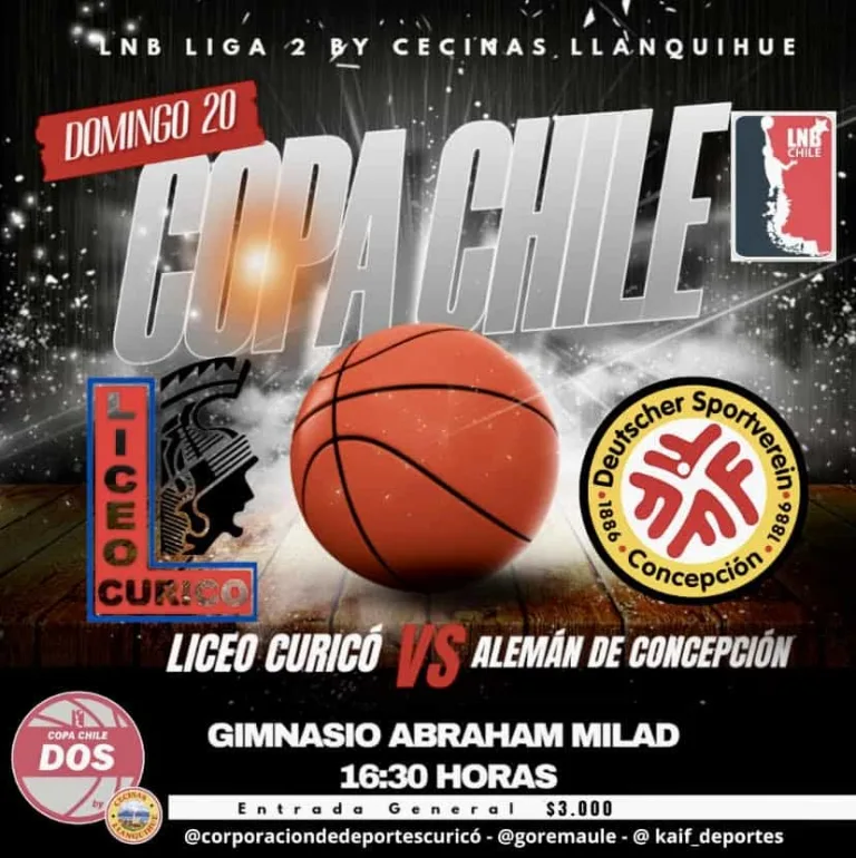 Liceo Curicó se enfrenta al Equipo Alemán de Concepción en esperado encuentro de baloncesto del torneo Copa Chile Liceo Curicó se enfrenta al Equipo Alemán de Concepción en esperado encuentro de baloncesto del torneo Copa Chile
