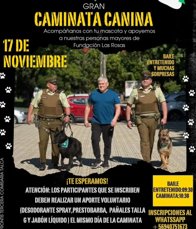 Carabineros invita a la ciudadanía a participar en la Caminata Canina en Talca Carabineros invita a la ciudadanía a participar en la Caminata Canina en Talca