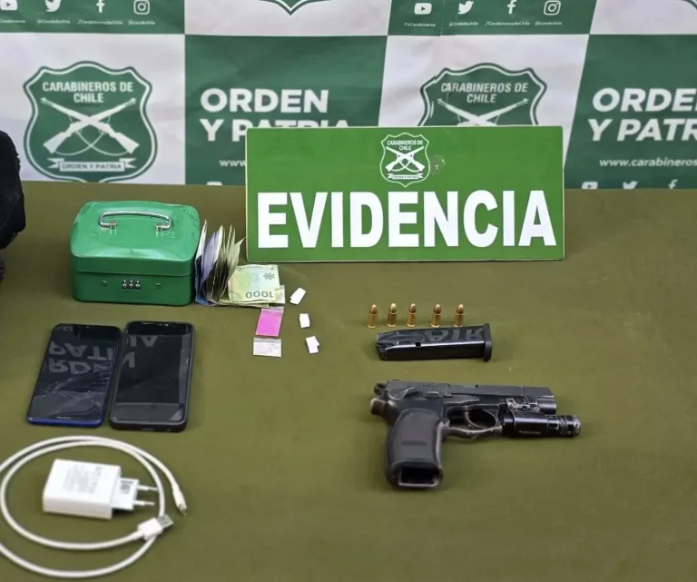 Carabineros detiene a dos sujetos en San Fernando por porte ilegal de arma de fuego y droga