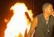 Bailarina del grupo Ilegales sufre quemaduras tras ser alcanzada por lanzallamas en pleno show en Monterrey-1