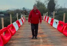 Realizan nueva reparación provisoria en el Puente La Laguna de Romeral