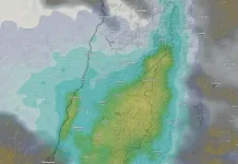 Sistema frontal con río atmosférico dejará lluvias y nieve en la Región del Maule este fin de semana pronostico-21-06-2025-windy-maule