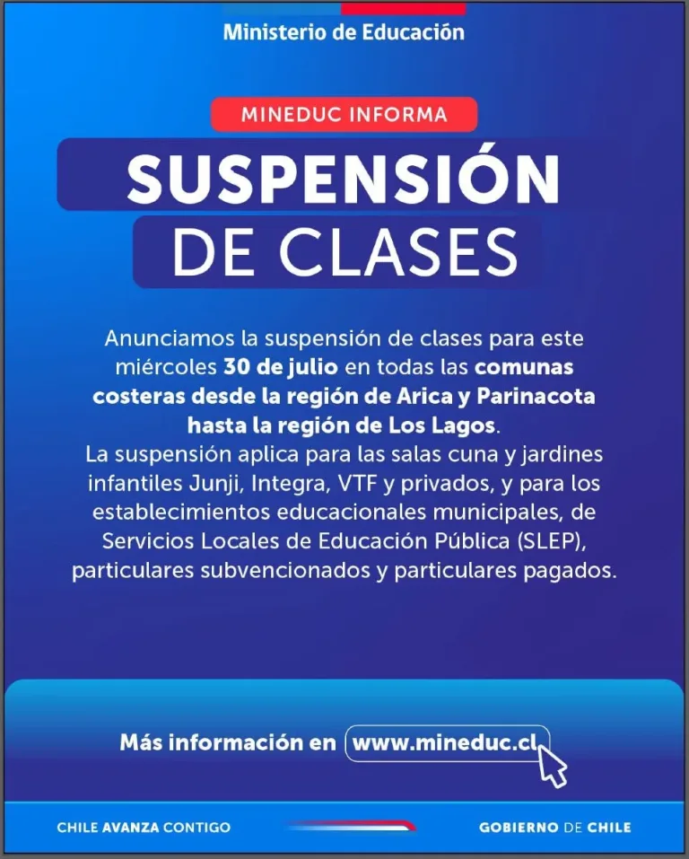 Gobierno confirma suspensión de clases en comunas costeras entre Arica Parinacota y Los Lagos por alerta de tsunami
