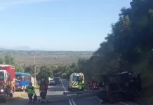 Colisión múltiple en Teno dejó tres personas lesionadas en la Ruta J-30-I IMG_0479