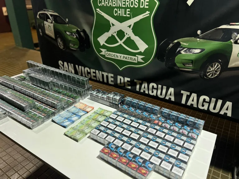 Detienen a ciudadano chino por contrabando de cigarrillos tras fiscalización en San Vicente de Tagua Tagua