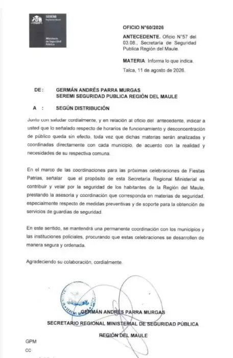 Seremi De Seguridad Deja Sin Efecto Criterios De Horarios Para Fiestas Patrias En El Maule Seremi De Seguridad Deja Sin Efecto Criterios De Horarios Para Fiestas Patrias En El Maule