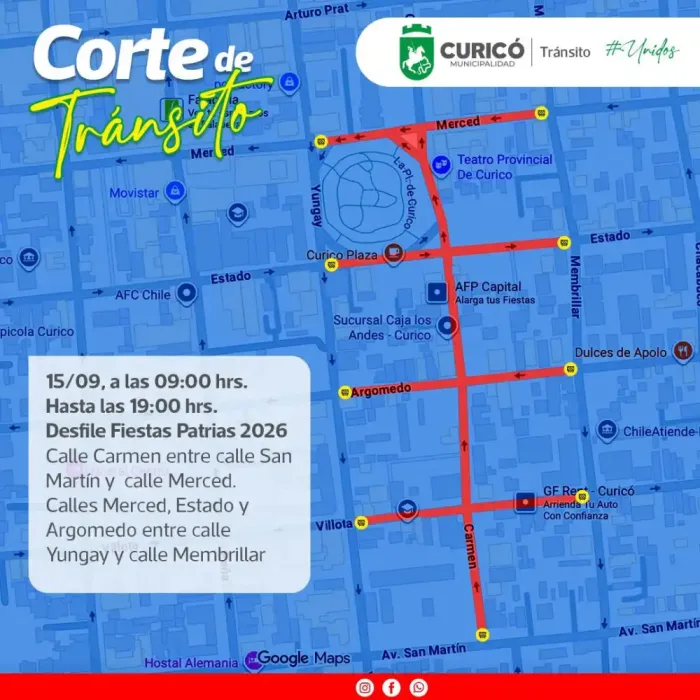 Curico Tendra Cortes De Transito Por Tradicionales Desfiles De Fiestas Patrias En Sarmiento Y El Centro De La Ciudad 1 Curico Tendra Cortes De Transito Por Tradicionales Desfiles De Fiestas Patrias En Sarmiento Y El Centro De La Ciudad 1